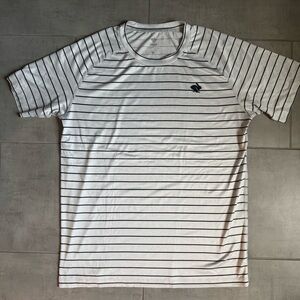 rabbit EZ Tee Men’s Large White/Black Stripe Performance Running Shirt